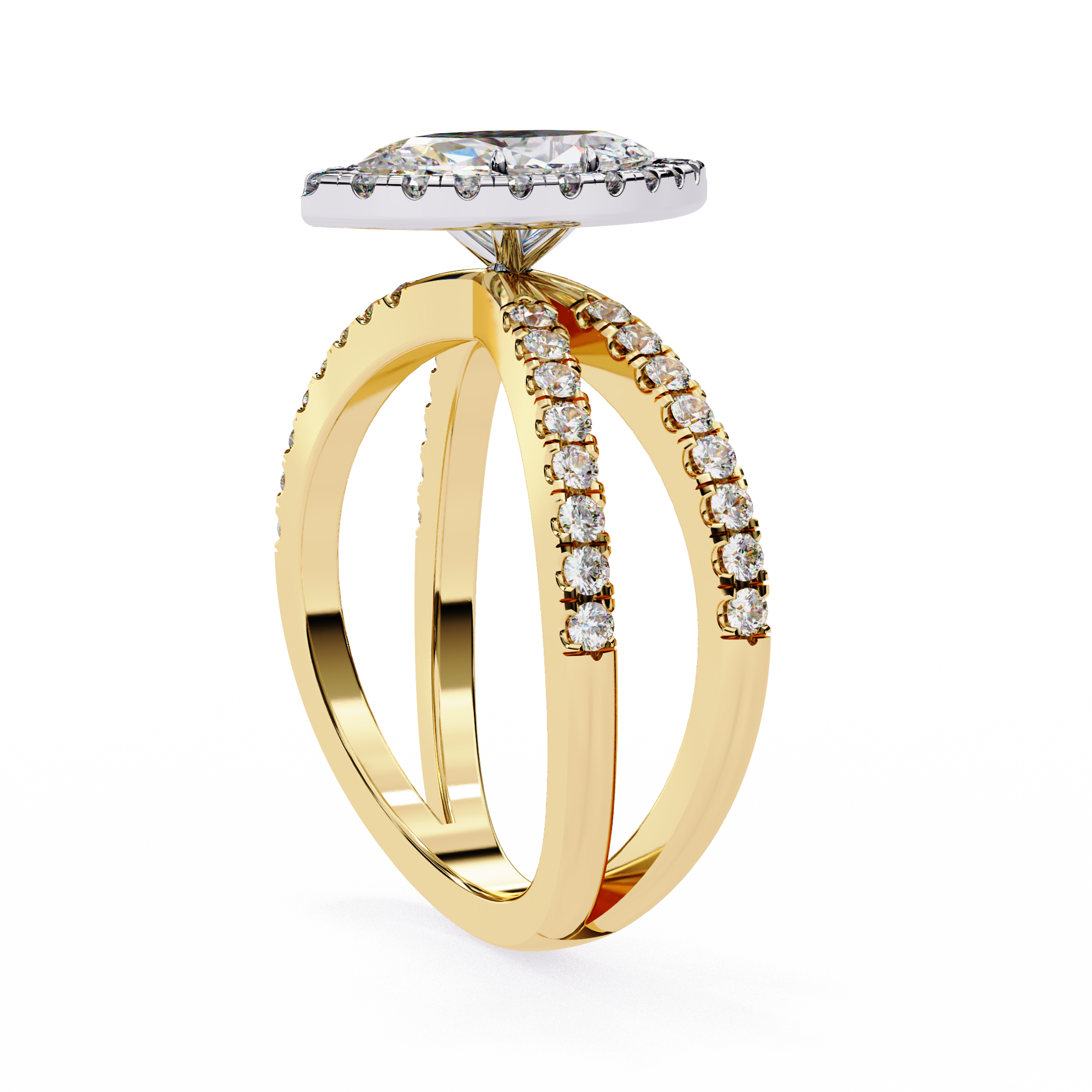 1.00ct Marquise Cut Lab-Grown Diamond Ring | Pavé Halo & Pavé Shank | VR260050