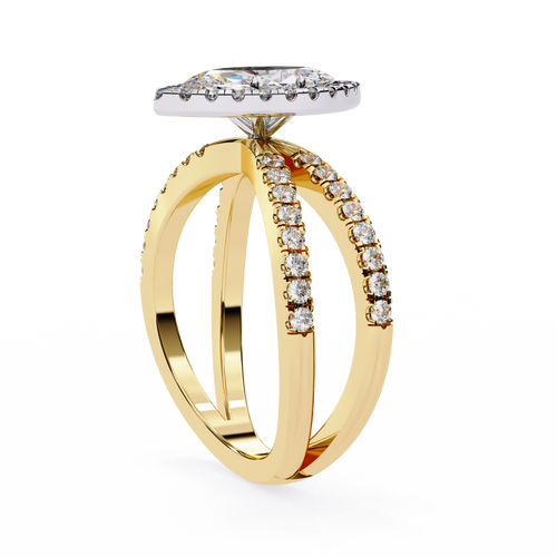 1.00ct Marquise Cut Lab-Grown Diamond Ring | Pavé Halo & Pavé Shank | VR260050
