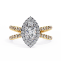1.00ct Marquise Cut Lab-Grown Diamond Ring | Pavé Halo & Pavé Shank | VR260050