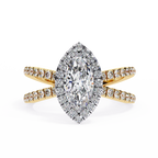 1.00ct Marquise Cut Lab-Grown Diamond Ring | Pavé Halo & Pavé Shank | VR260050