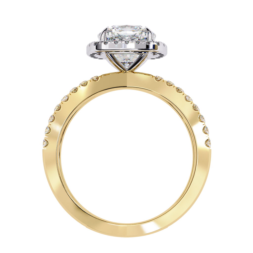 1.75ct Cushion Cut Lab-Grown Diamond Ring | Pavé Halo & Pavé Shank | VR260052