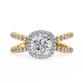 1.75ct Cushion Cut Lab-Grown Diamond Ring | Pavé Halo & Pavé Shank | VR260052