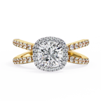 1.75ct Cushion Cut Lab-Grown Diamond Ring | Pavé Halo & Pavé Shank | VR260052