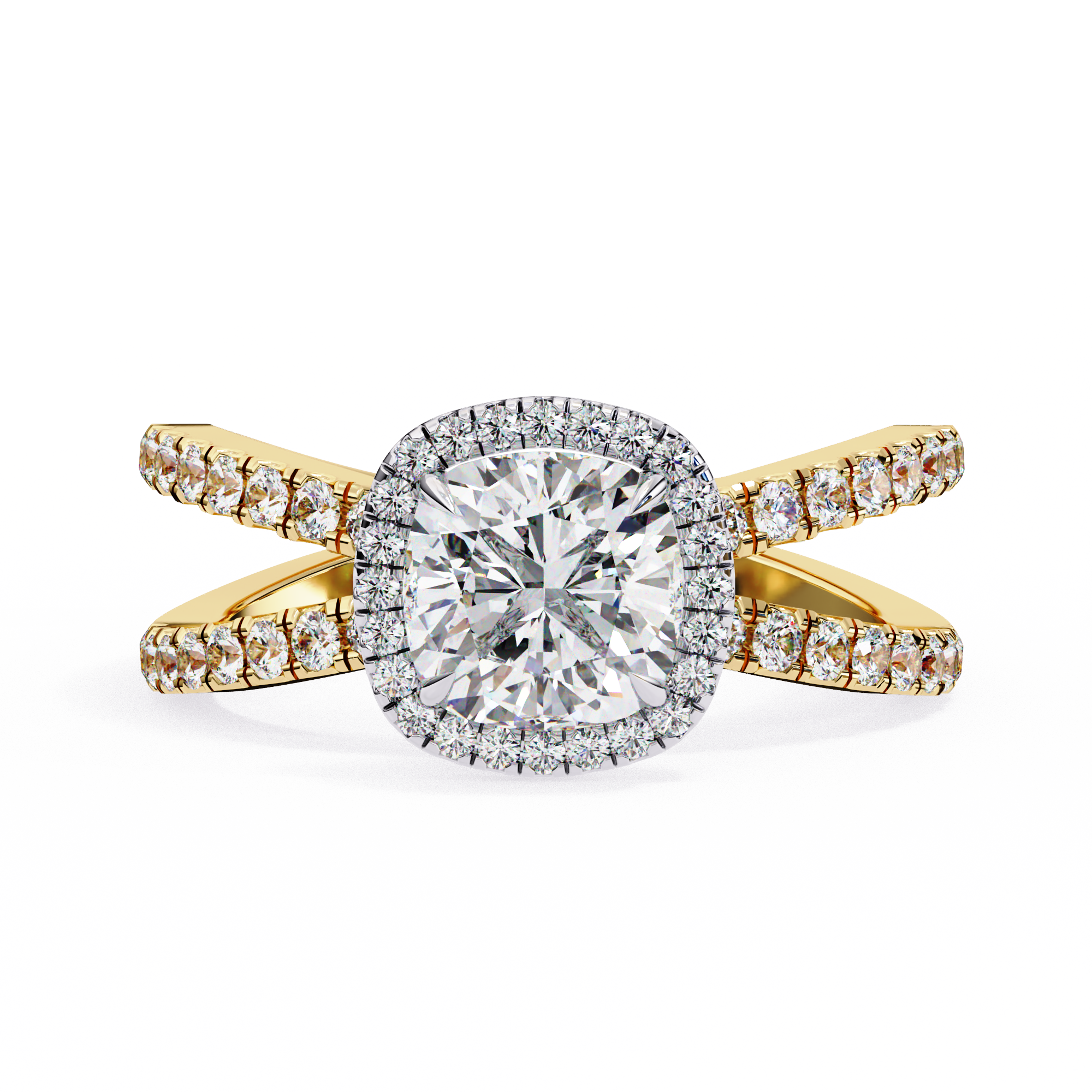 1.75ct Cushion Cut Lab-Grown Diamond Ring | Pavé Halo & Pavé Shank | VR260052
