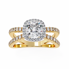 1.75ct Cushion Cut Lab-Grown Diamond Ring | Pavé Halo & Pavé Shank | VR260052