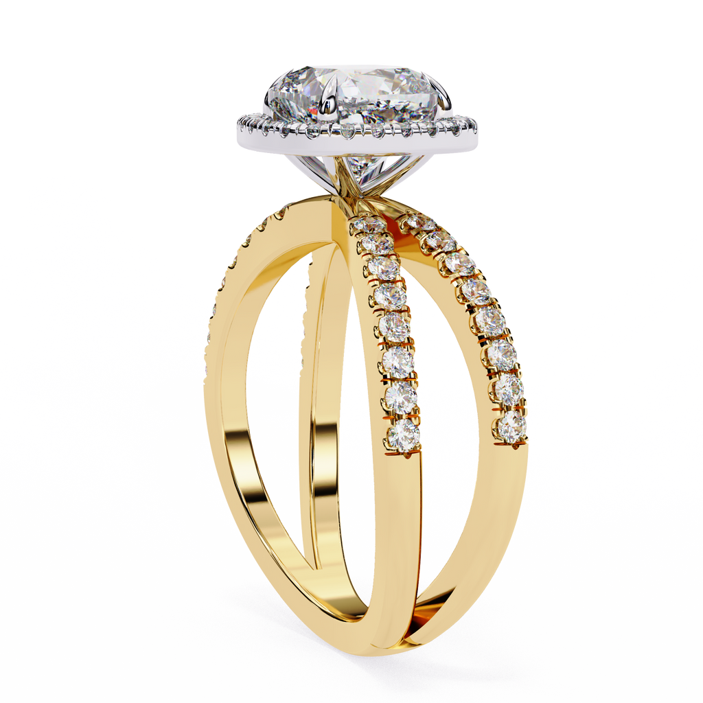 1.75ct Cushion Cut Lab-Grown Diamond Ring | Pavé Halo & Pavé Shank | VR260052