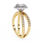 1.75ct Cushion Cut Lab-Grown Diamond Ring | Pavé Halo & Pavé Shank | VR260052