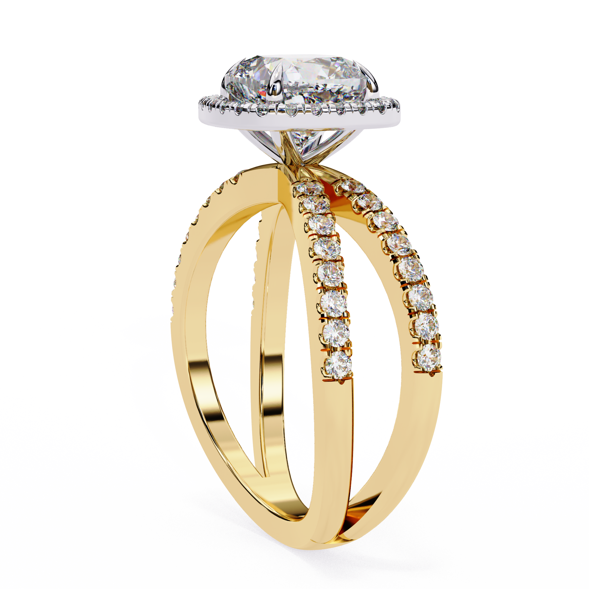 1.75ct Cushion Cut Lab-Grown Diamond Ring | Pavé Halo & Pavé Shank | VR260052