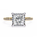 2.00ct Princess Cut Lab-Grown Diamond Ring | Pavé Halo, Prongs & Shank | VR260059