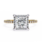 2.00ct Princess Cut Lab-Grown Diamond Ring | Pavé Halo, Prongs & Shank | VR260059