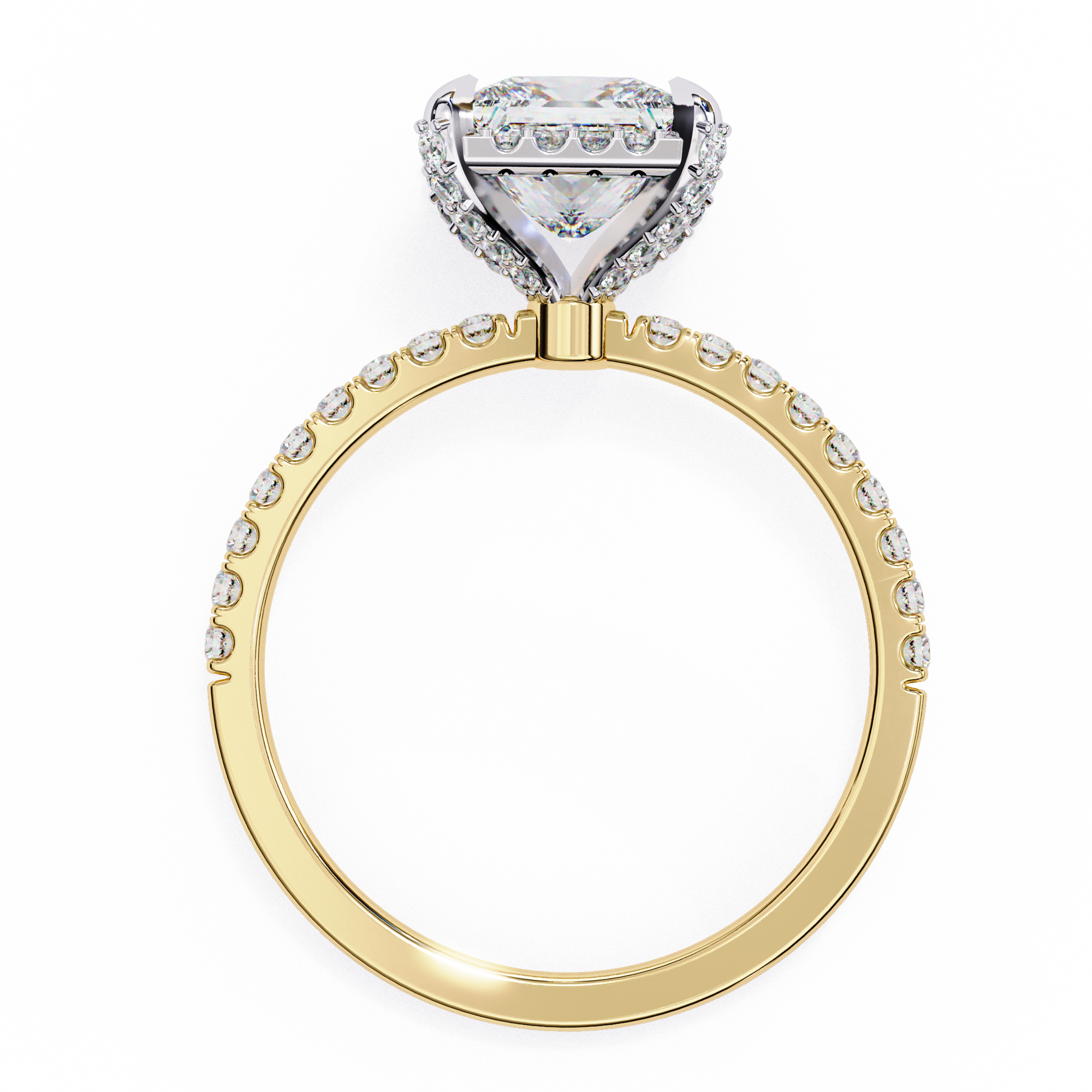 2.00ct Princess Cut Lab-Grown Diamond Ring | Pavé Halo, Prongs & Shank | VR260059