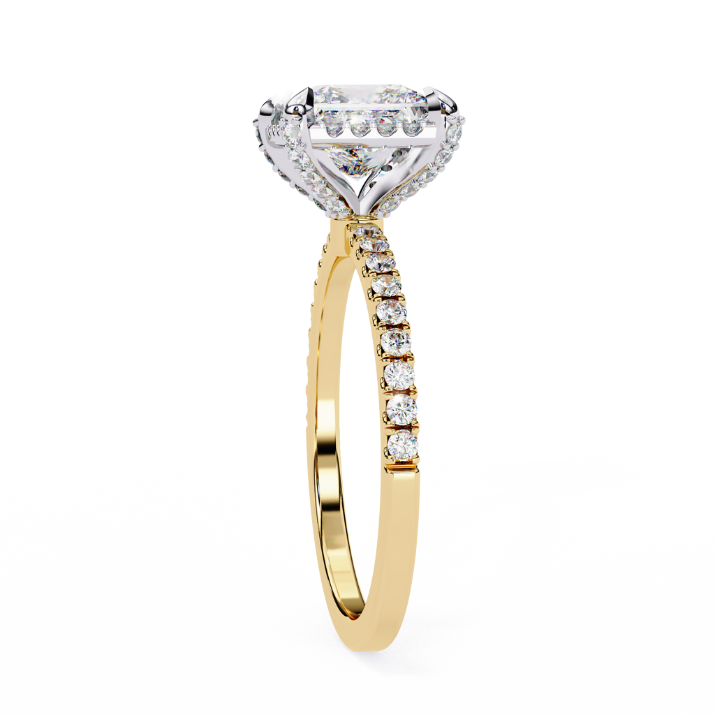 2.00ct Princess Cut Lab-Grown Diamond Ring | Pavé Halo, Prongs & Shank | VR260059