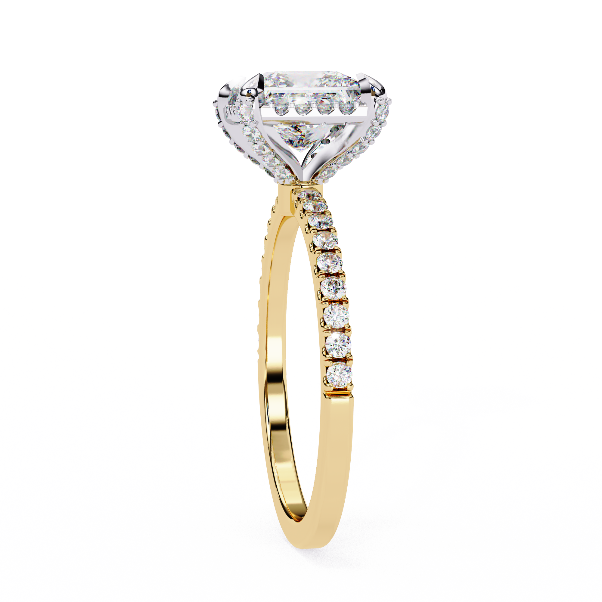 2.00ct Princess Cut Lab-Grown Diamond Ring | Pavé Halo, Prongs & Shank | VR260059