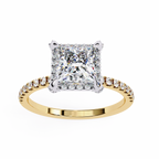 2.00ct Princess Cut Lab-Grown Diamond Ring | Pavé Halo, Prongs & Shank | VR260059