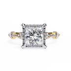 2.00ct Princess Cut Lab-Grown Diamond Ring | Pavé Halo & Marquise Diamond Shank | VR260060