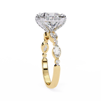 2.00ct Princess Cut Lab-Grown Diamond Ring | Pavé Halo & Marquise Diamond Shank | VR260060