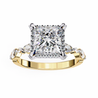 2.00ct Princess Cut Lab-Grown Diamond Ring | Pavé Halo & Marquise Diamond Shank | VR260060