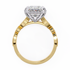 Princess-Cut Lab-Grown Diamond Halo Ring | Art Deco Milgrain Shank | VR260061