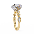 Princess-Cut Lab-Grown Diamond Halo Ring | Art Deco Milgrain Shank | VR260061