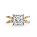 Princess-Cut Lab-Grown Diamond Halo Ring | Pavé Split Shank | VR260062