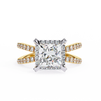 Princess-Cut Lab-Grown Diamond Halo Ring | Pavé Split Shank | VR260062
