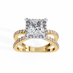 Princess-Cut Lab-Grown Diamond Halo Ring | Pavé Split Shank | VR260062