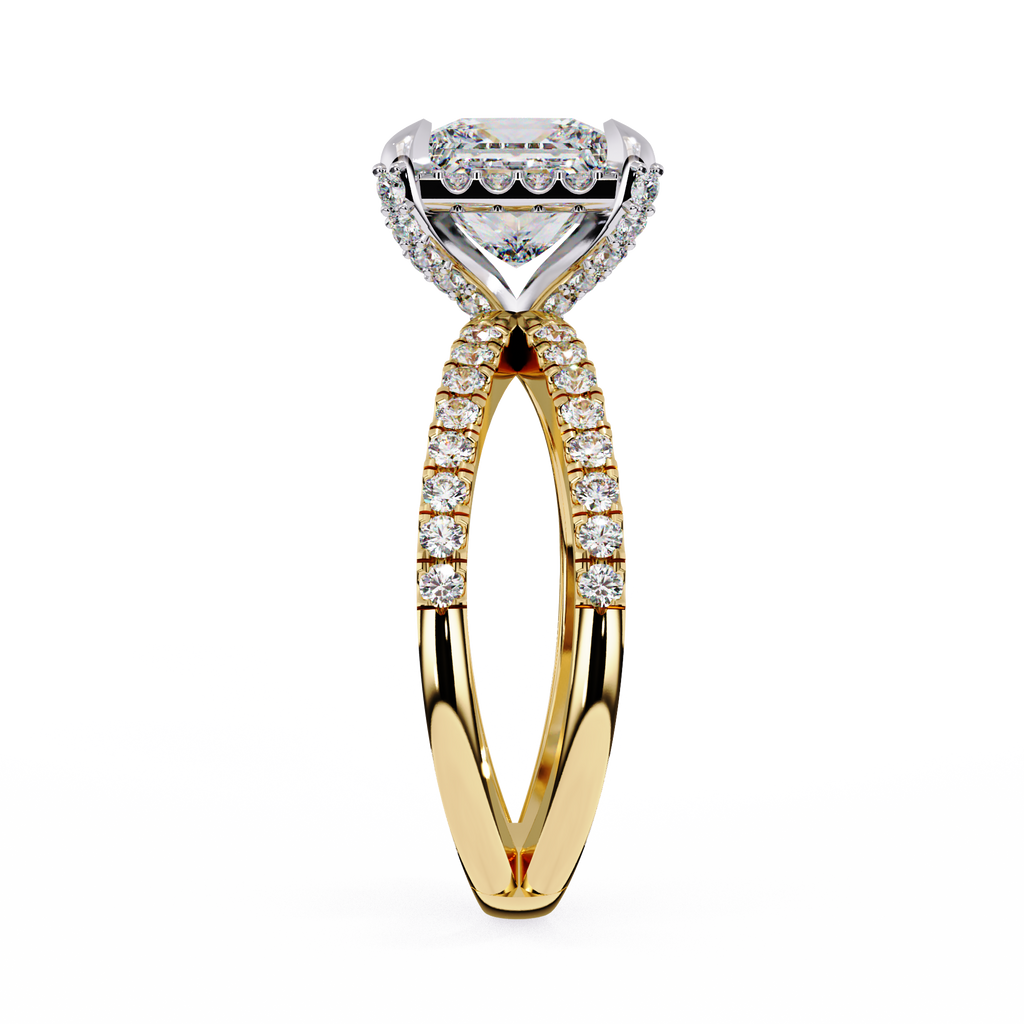 Princess-Cut Lab-Grown Diamond Halo Ring | Pavé Split Shank | VR260062