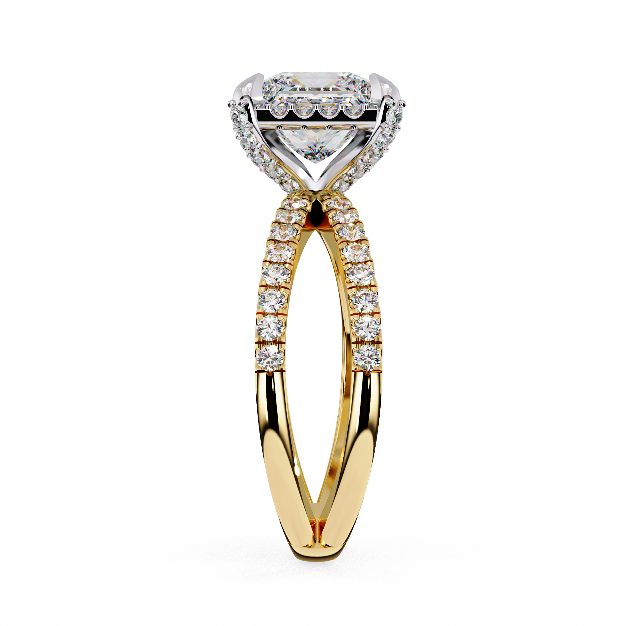 Princess-Cut Lab-Grown Diamond Halo Ring | Pavé Split Shank | VR260062