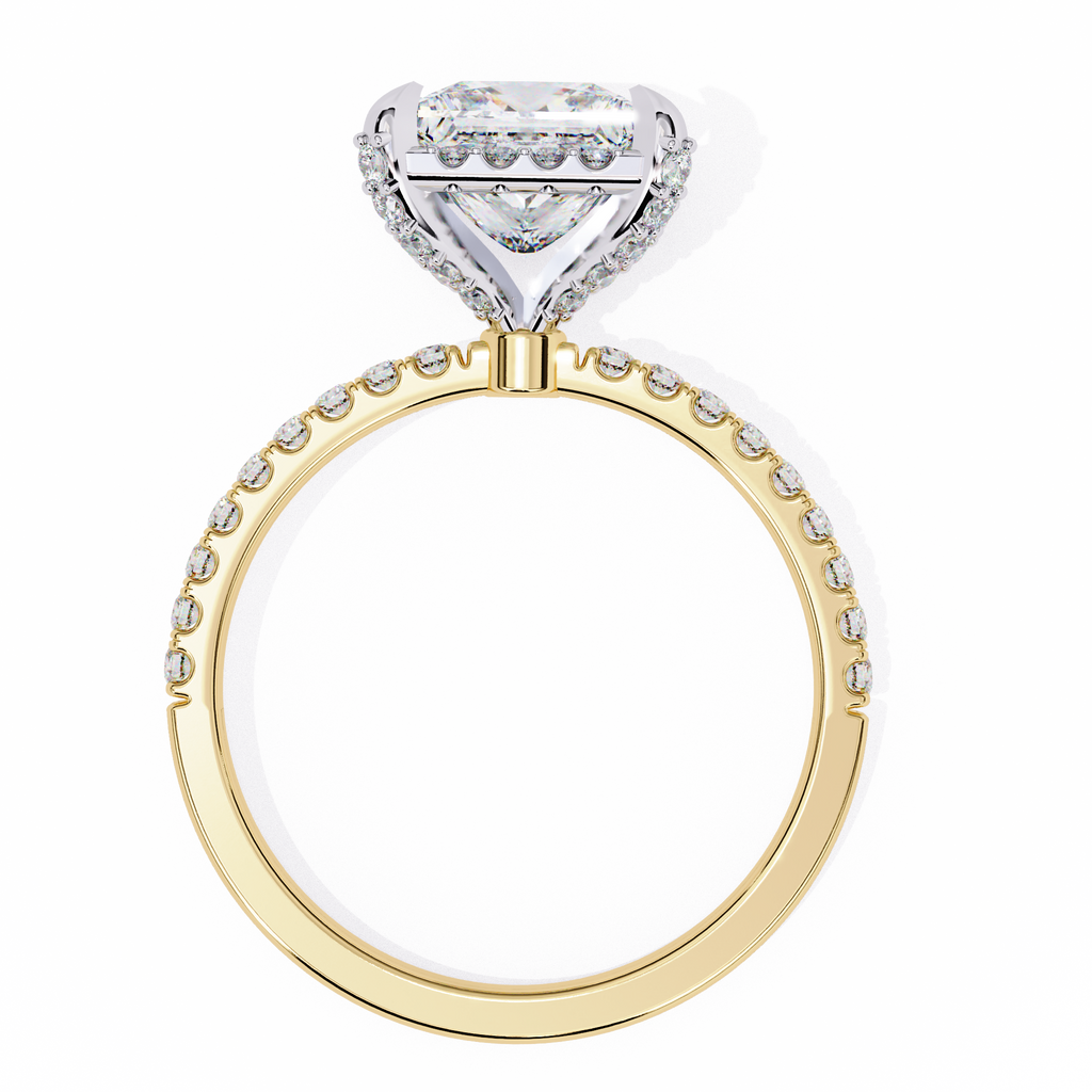 Princess-Cut Lab-Grown Diamond Halo Ring | Pavé Shank | VR260063