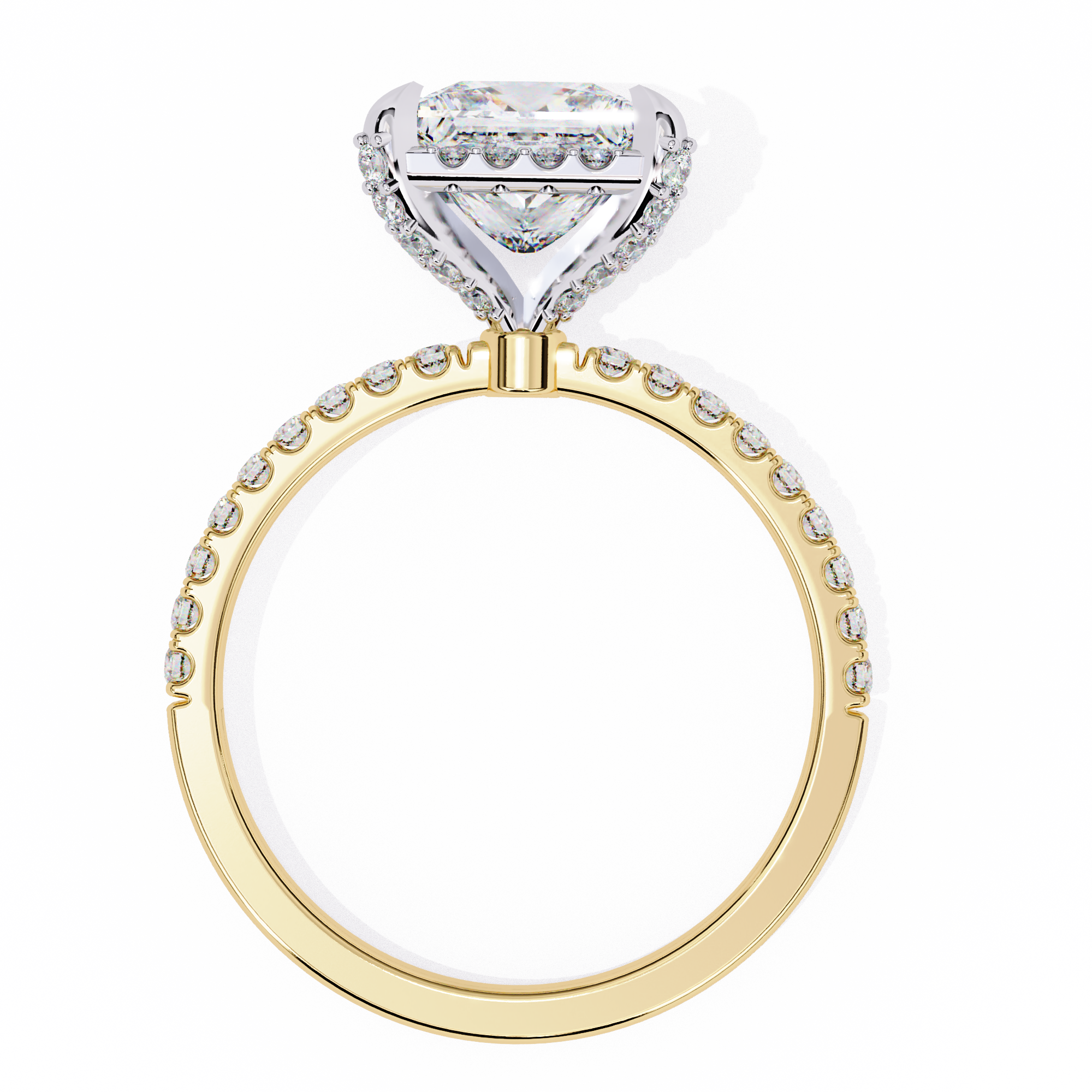 Princess-Cut Lab-Grown Diamond Halo Ring | Pavé Shank | VR260063
