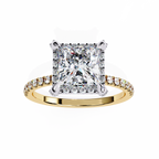 Princess-Cut Lab-Grown Diamond Halo Ring | Pavé Shank | VR260063