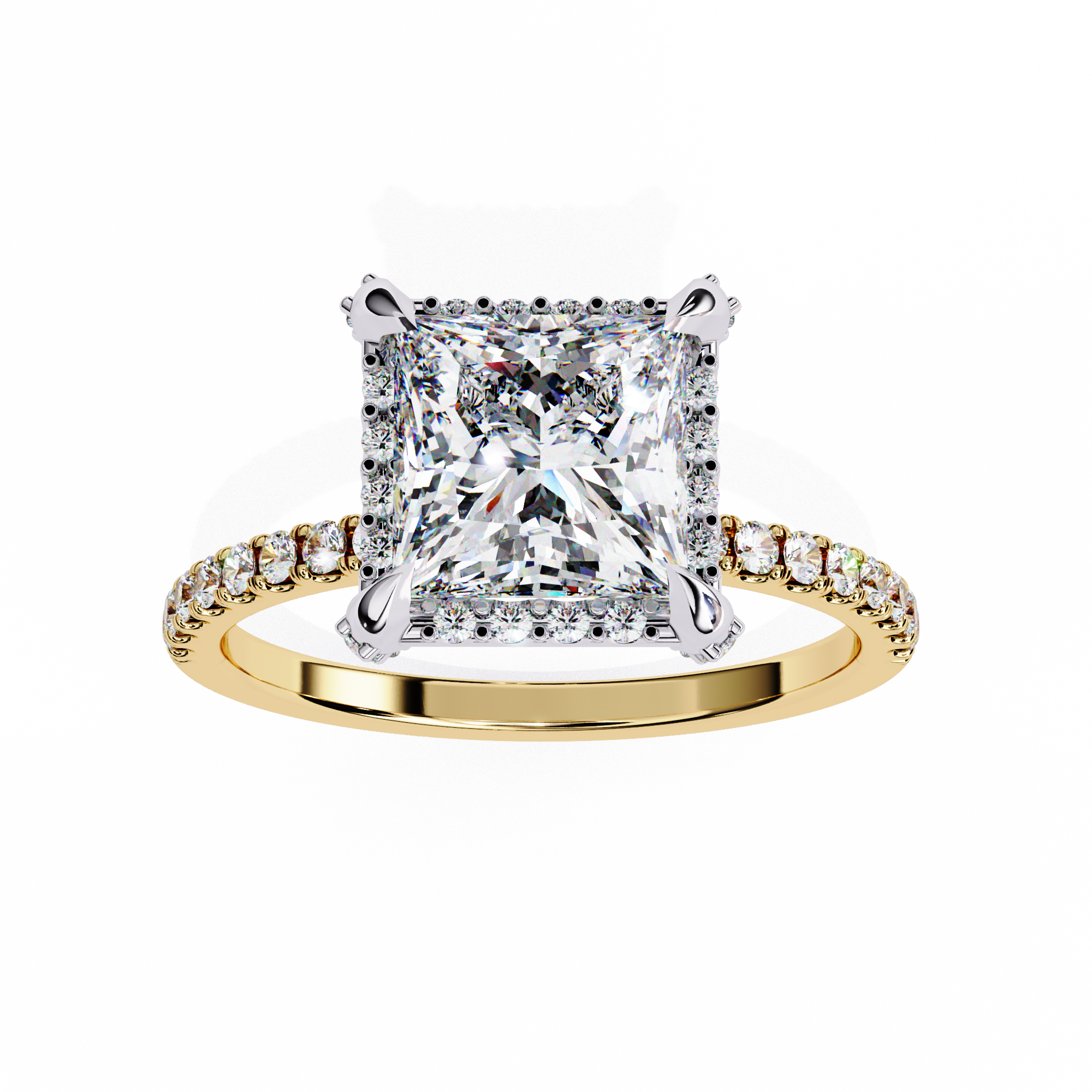 Princess-Cut Lab-Grown Diamond Halo Ring | Pavé Shank | VR260063