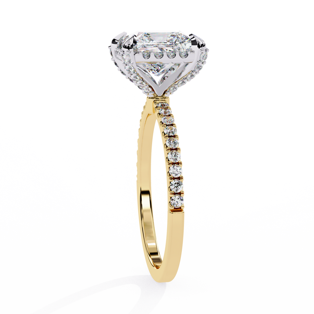 Princess-Cut Lab-Grown Diamond Halo Ring | Pavé Shank | VR260063