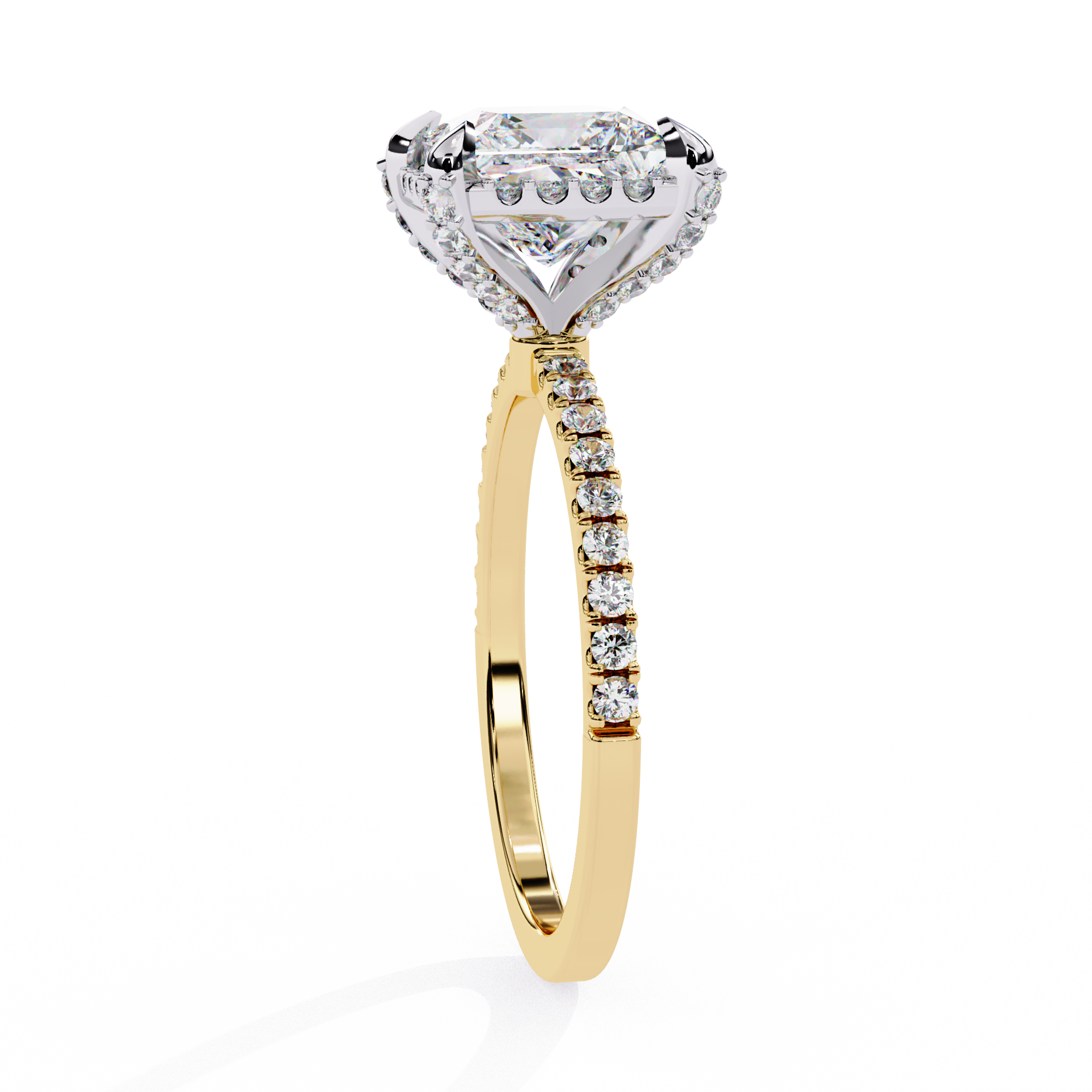 Princess-Cut Lab-Grown Diamond Halo Ring | Pavé Shank | VR260063