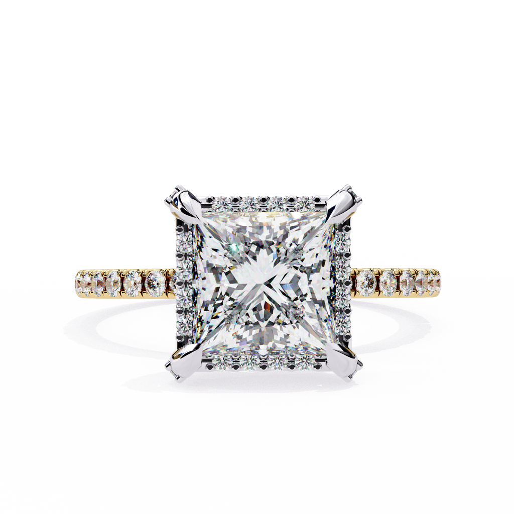 Princess-Cut Lab-Grown Diamond Halo Ring | Pavé Shank | VR260063