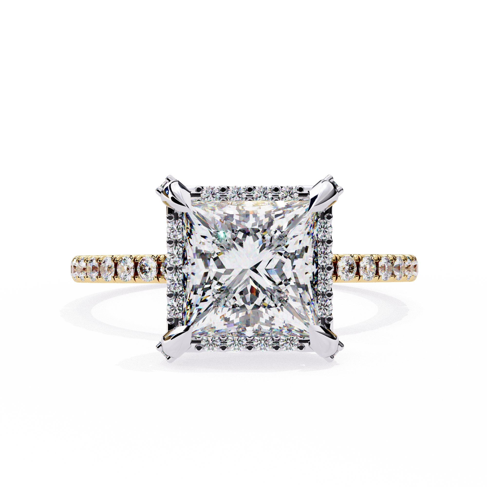 Princess-Cut Lab-Grown Diamond Halo Ring | Pavé Shank | VR260063