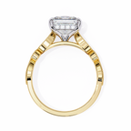Princess-Cut Lab-Grown Diamond Halo Ring | Art Deco Milgrain Pavé Shank | VR260064