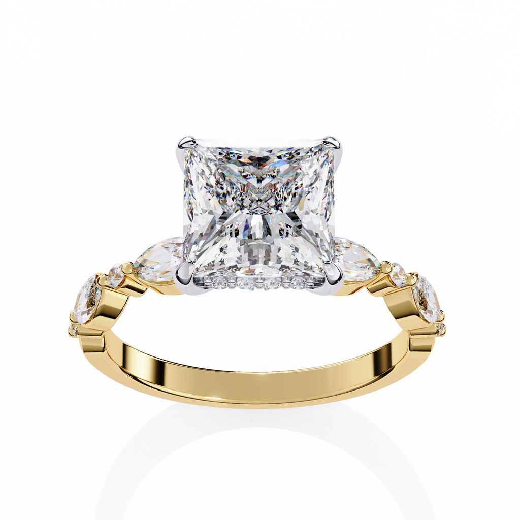Princess-Cut Lab-Grown Diamond Ring | Pavé Gallery & Marquise Diamond Shank | VR260065