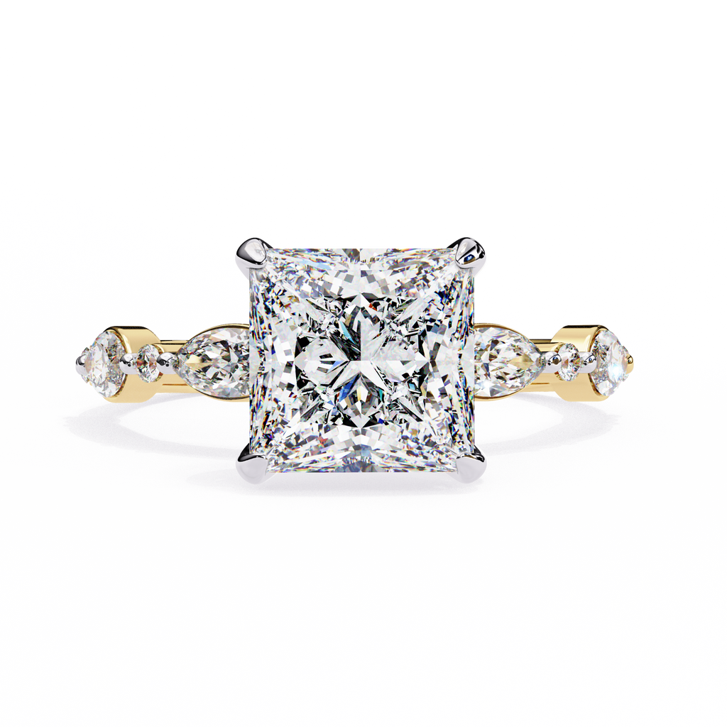 Princess-Cut Lab-Grown Diamond Ring | Pavé Gallery & Marquise Diamond Shank | VR260065