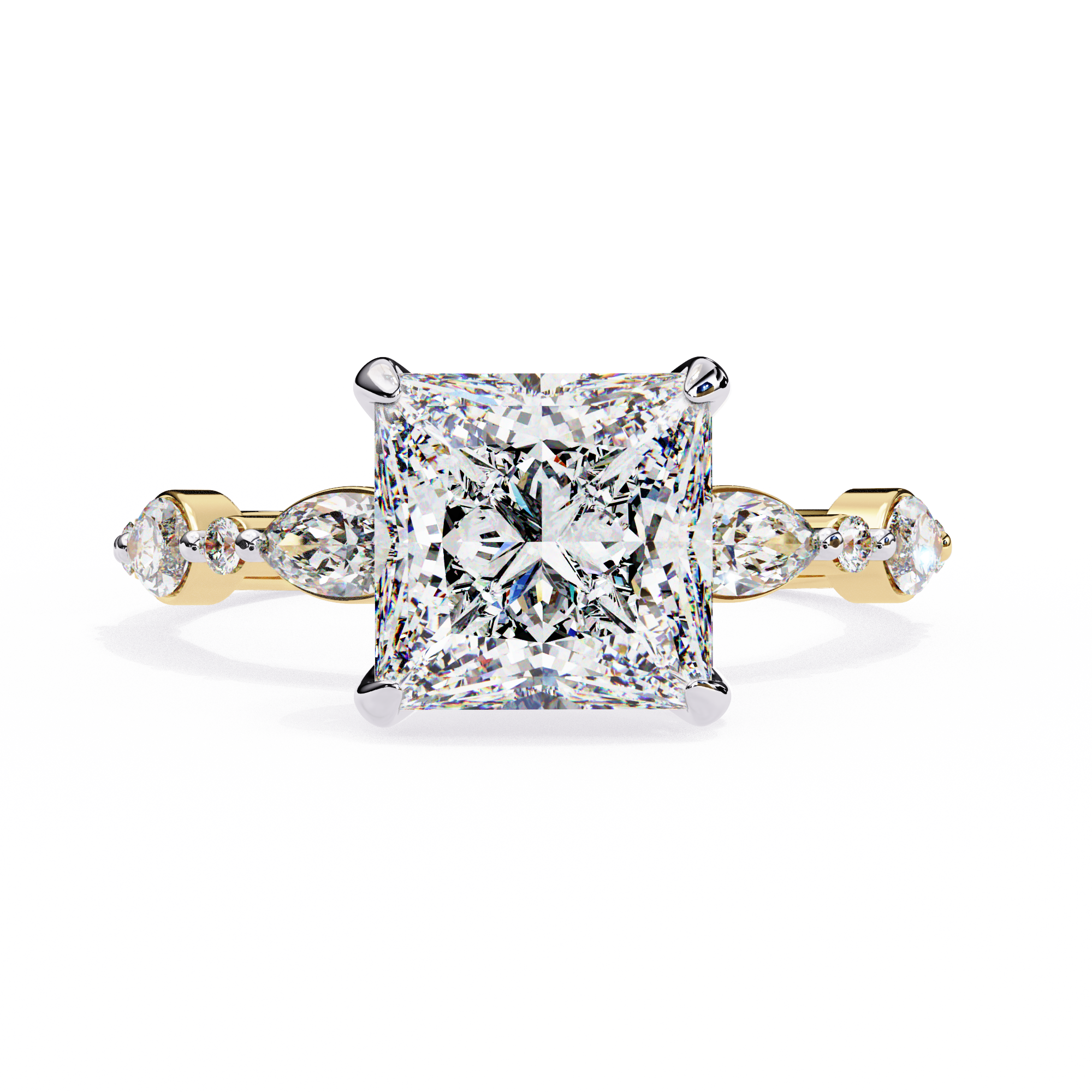 Princess-Cut Lab-Grown Diamond Ring | Pavé Gallery & Marquise Diamond Shank | VR260065