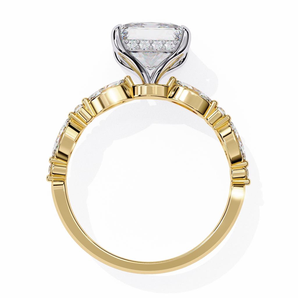 Princess-Cut Lab-Grown Diamond Ring | Pavé Gallery & Marquise Diamond Shank | VR260065