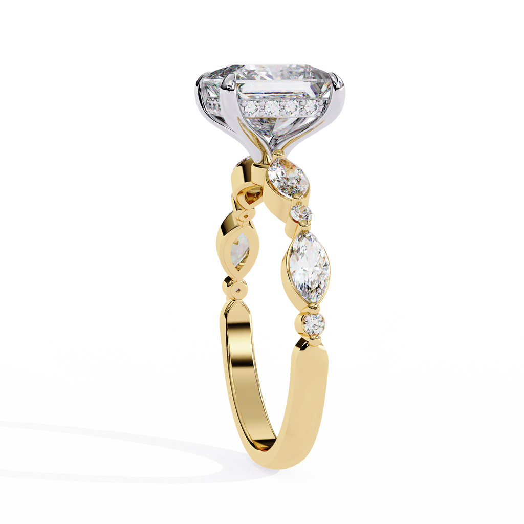 Princess-Cut Lab-Grown Diamond Ring | Pavé Gallery & Marquise Diamond Shank | VR260065