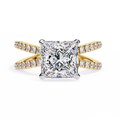 Princess-Cut Lab-Grown Diamond Halo Ring | Double-Row Pavé Split Shank | VR260066