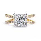 Princess-Cut Lab-Grown Diamond Halo Ring | Double-Row Pavé Split Shank | VR260066