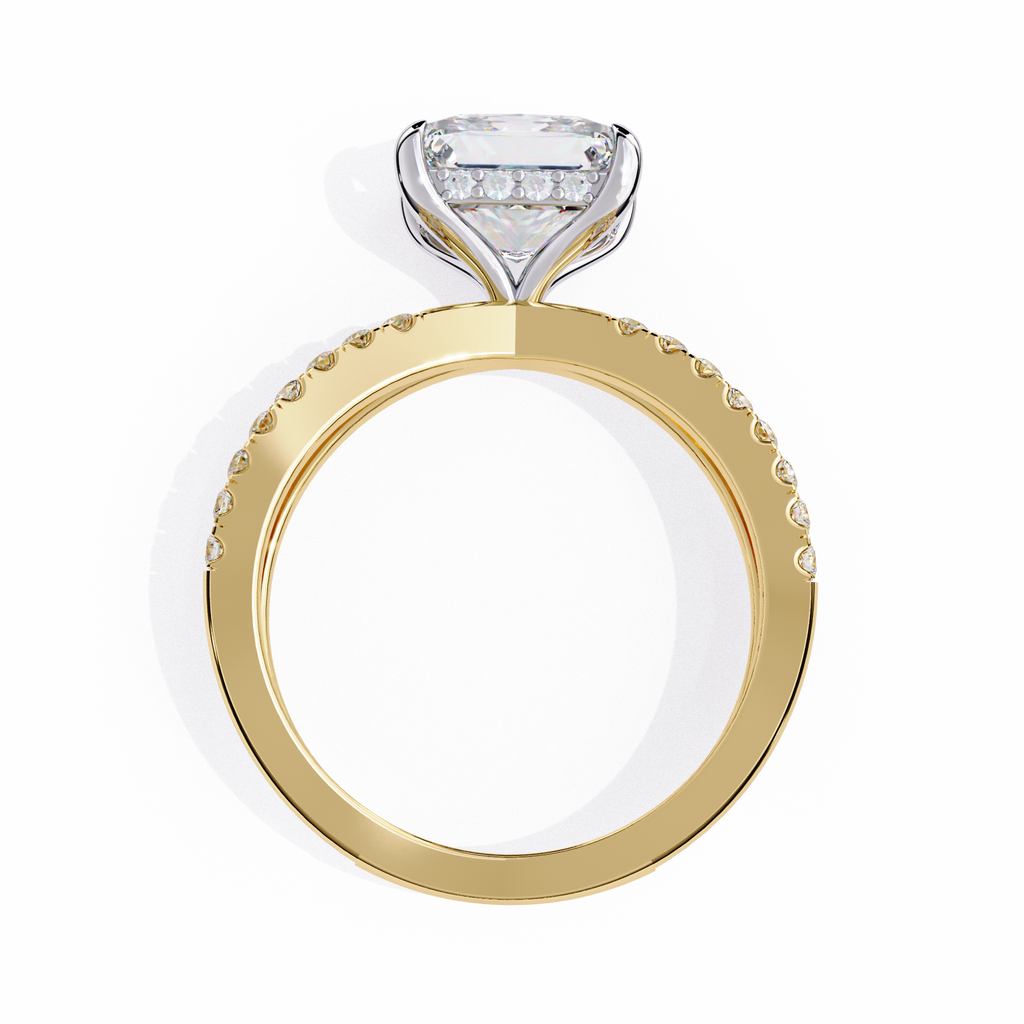 Princess-Cut Lab-Grown Diamond Halo Ring | Double-Row Pavé Split Shank | VR260066