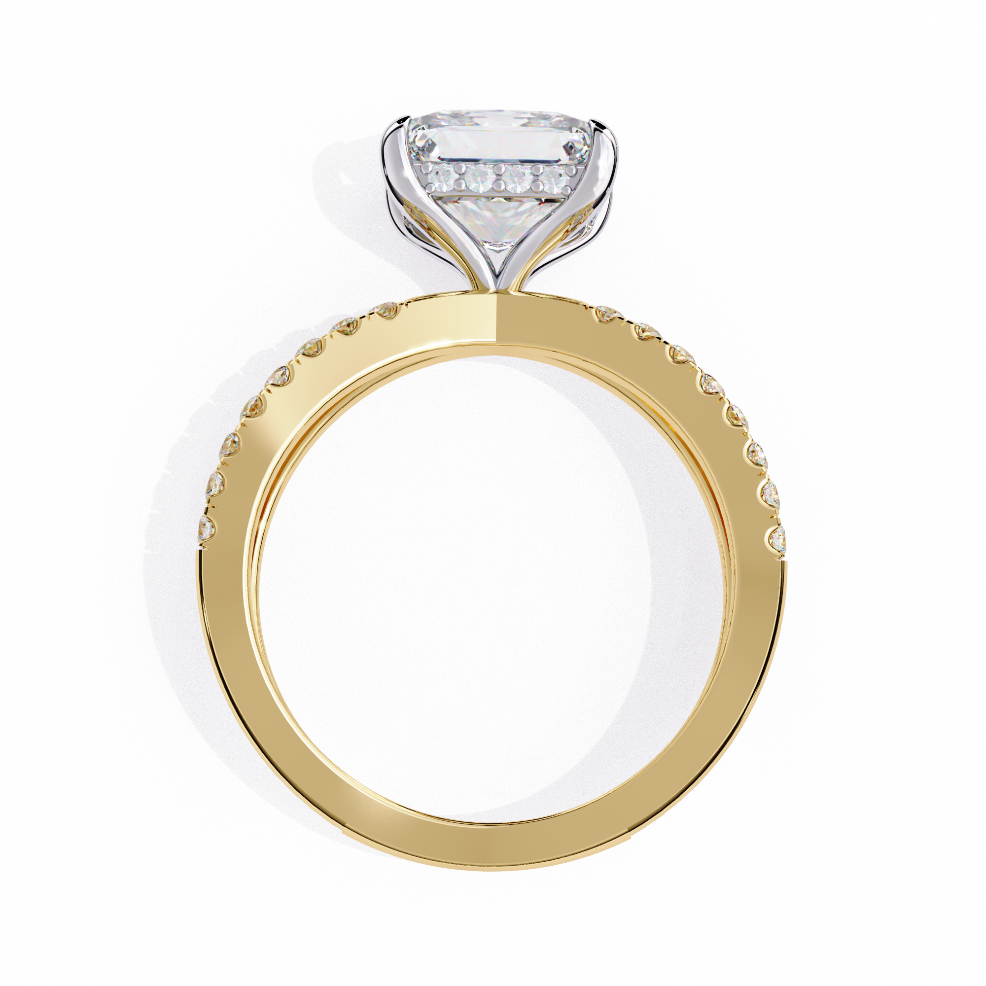 Princess-Cut Lab-Grown Diamond Halo Ring | Double-Row Pavé Split Shank | VR260066