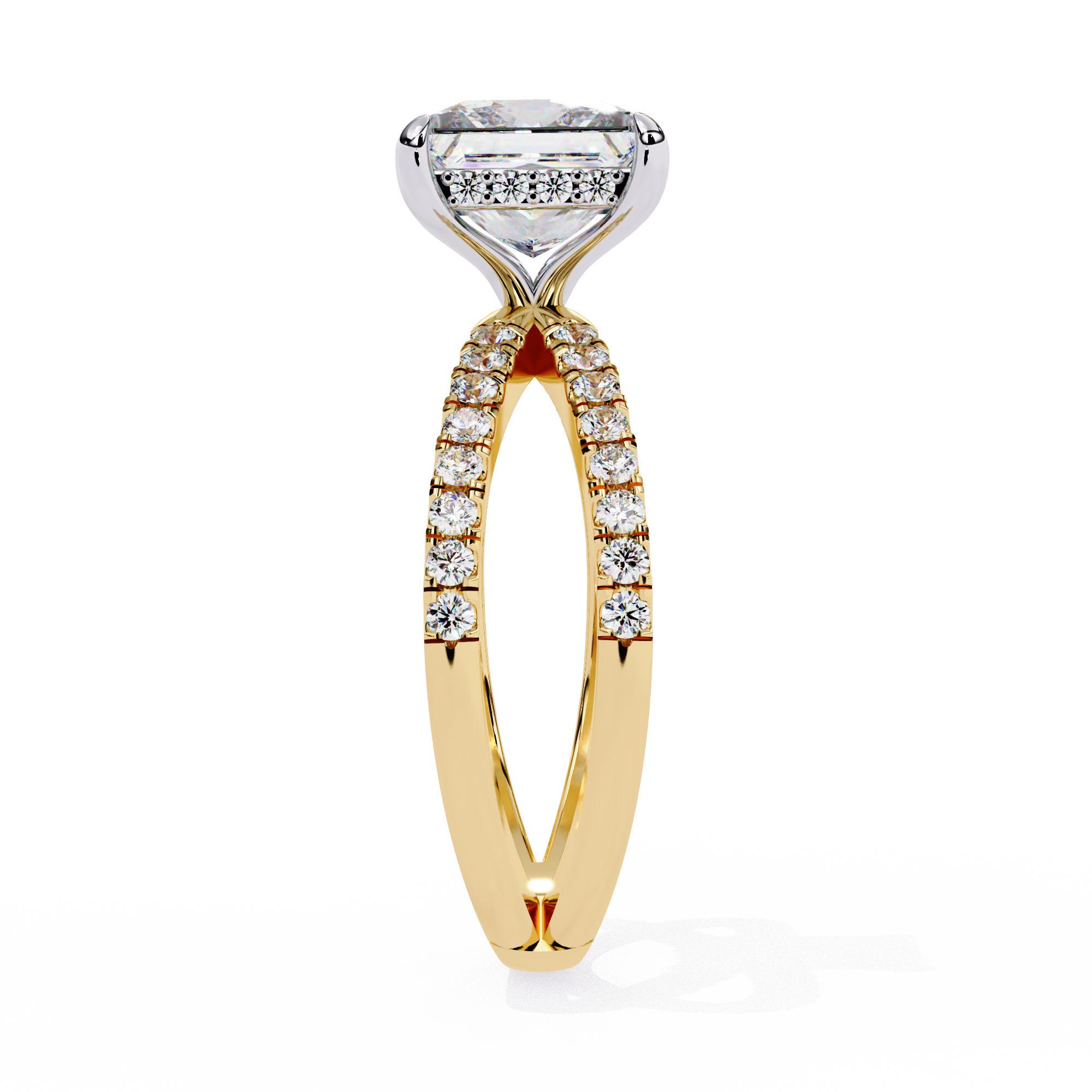 Princess-Cut Lab-Grown Diamond Halo Ring | Double-Row Pavé Split Shank | VR260066
