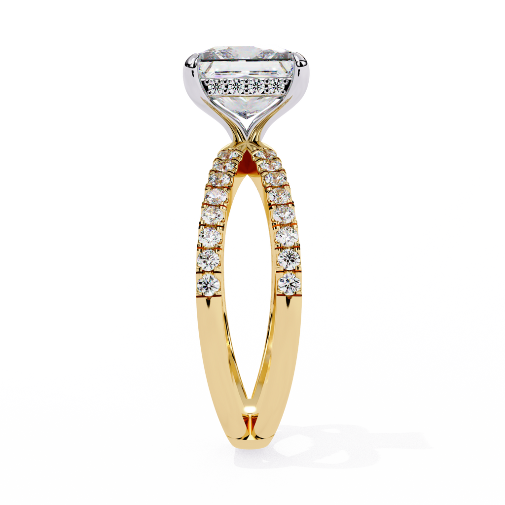 Princess-Cut Lab-Grown Diamond Halo Ring | Double-Row Pavé Split Shank | VR260066