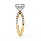 Princess-Cut Lab-Grown Diamond Halo Ring | Double-Row Pavé Split Shank | VR260066