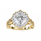 Cushion-Cut Lab-Grown Diamond Halo Ring | Floral Pavé Halo & Milgrain Shank | VR260071